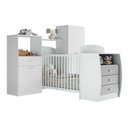 Ver imagem 1 de Quarto de Bebê com Berço-Cômoda e Colchão Incluso Laura Multimóveis Branco/Cinza