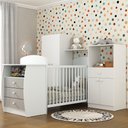 Ver imagem 2 de Quarto de Bebê com Berço-Cômoda e Colchão Incluso Laura Multimóveis Branco/Cinza