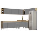 Ver imagem 1 de Armário de Cozinha Modulado de Canto 8 Peças Cp25 Balcão sem Tampo Castanho/cinza - Lumil Lumil Móve