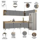 Ver imagem 3 de Armário de Cozinha Modulado de Canto 8 Peças Cp25 Balcão sem Tampo Castanho/cinza - Lumil Lumil Móve
