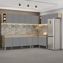 Ver imagem 2 de Armário de Cozinha Modulado de Canto 8 Peças Cp25 Balcão sem Tampo Castanho/cinza - Lumil Lumil Móve