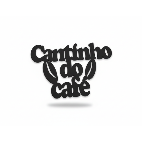 Placa Decorativa Cantinho do Café em Mdf Preto M005