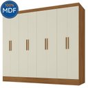 Ver imagem 3 de Guarda Roupa Casal 100% MDF 8 Portas 4 Gavetas com Cabideiro 226x199x47cm Cinamomo/Off White