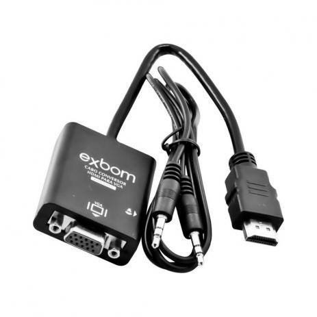 Adaptador Conversor HDMI x Vga com Áudio Cc-Hv100 Preto Exbom