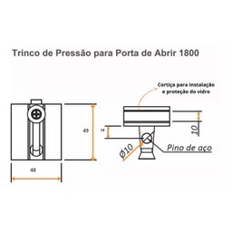 Trinco de Pressão para Porta de Vidro 8 a 10mm Branco - 3