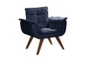 Ver imagem 1 de Poltrona Decorativa Opala Pés Palito Madeira Bella Decor Suede Azul Marinho