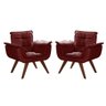Kit 2 Poltronas Decorativas Opala Pés Madeira para Sala de Estar Top Suede Bordô - 1