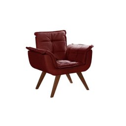 Kit 2 Poltronas Decorativas Opala Pés Madeira para Sala de Estar Top Suede Bordô - 2