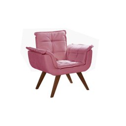 Kit 2 Poltronas Decorativas Opala Pés Madeira para Sala de Estar Top Suede Rosê - 2