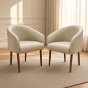 Ver imagem 1 de Kit 02 Poltronas Estofada para Sala de Estar Luna Suede - Élpis Móveis - Bege