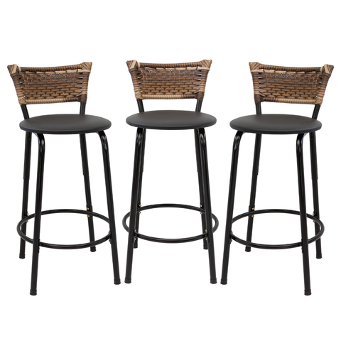 Kit 3 Bancos para Bancada Cozinha Gourmet Junco Cappuccino Balcão Ilha Banqueta 60cm Itagold