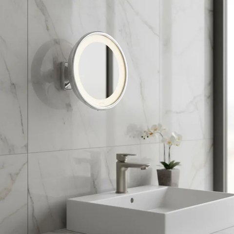 Espelho de Aumento com Led para Maquiagem Visage Lux - Cromo