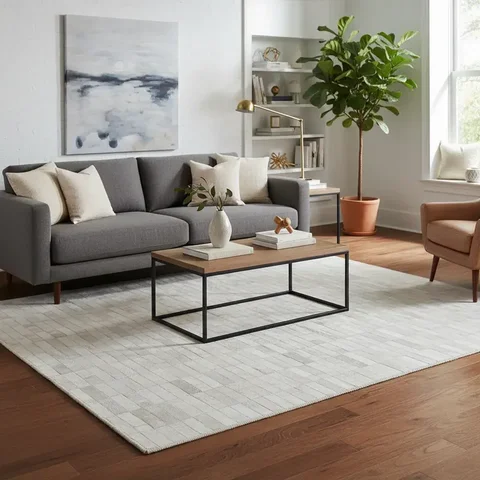 Tapete de Couro Natural Branco em Tiras 2,00 X 1,50 M