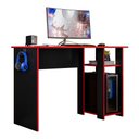 Ver imagem 1 de Mesa Computador Gamer 108 Cm Slim com Suporte Ssx Multicoisas Preto Vermelho
