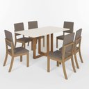 Ver imagem 2 de Conjunto para Sala de Jantar Mesa com 6 Cadeiras Natalí Marrom/Nature/Off White/Amêndoa