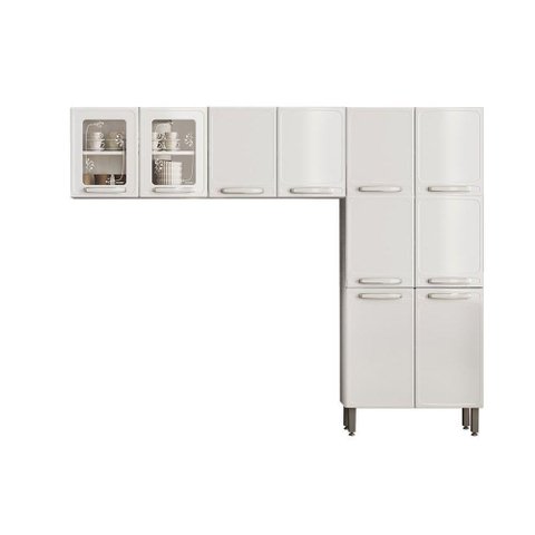 Kit de Cozinha Modulada 3 Peças Evidence (2 Armários + 1 Paneleiro) CPT58 Branco - Bertolini