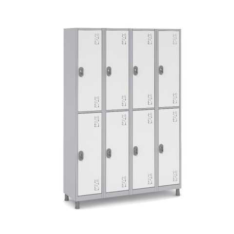 Armário de Aço 8 Portas Grandes Ideal Academia:branco