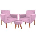Ver imagem 2 de Kit 02 Poltronas Luxo Decorativas Nina e Puff Suede Rosa
