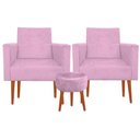 Ver imagem 1 de Kit 02 Poltronas Luxo Decorativas Nina e Puff Suede Rosa