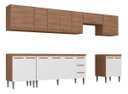 Ver imagem 4 de Cozinha Completa Modulada Jaguar 340cm Premium com Aéreo e Balcão - Aéreo Madeirada/Branca