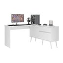 Ver imagem 7 de Mesa Gamer em L para Computador Strike Moderno 2 Portas 1 Gaveta 136cm Branco Multimóveis