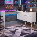 Ver imagem 1 de Mesa Gamer em L para Computador Strike Moderno 2 Portas 1 Gaveta 136cm Branco Multimóveis