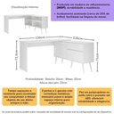 Ver imagem 6 de Mesa Gamer em L para Computador Strike Moderno 2 Portas 1 Gaveta 136cm Branco Multimóveis