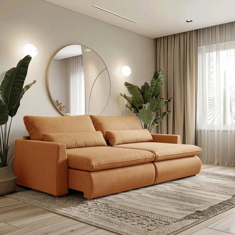 Sofá Cama Retrátil e Reclinável Atenas Tecido Linhão 1,90m