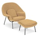 Ver imagem 1 de Poltrona Womb Chair com Puff em Bouclê Âmbar - Base Preta