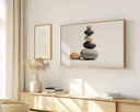 Ver imagem 1 de Quadro Decorativo N°171 85x50cm - Panorâmico Botânico - Pedras de Equilíbrio Zen Minimalista - Rollf