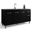 Ver imagem 1 de Gabinete para Pia 150cm Balcão Armário Cozinha Multiuso Preto