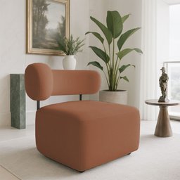 Poltrona Decorativa Orgânica Maya Bouclê Terracota - Pallazio - 2