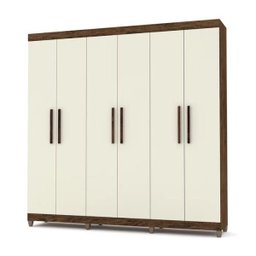 Guarda-roupa Casal 6 Portas Palmas Imbuia Champanhe Vila Rica - 1 Guarda-roupa Casal 6 Portas Palmas Imbuia Champanhe Vila Rica - 1