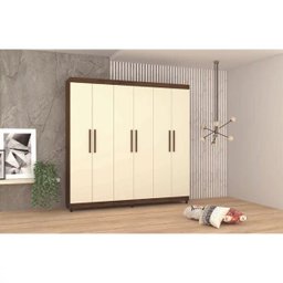 Guarda-roupa Casal 6 Portas Palmas Imbuia Champanhe Vila Rica - 4 Guarda-roupa Casal 6 Portas Palmas Imbuia Champanhe Vila Rica - 4