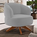 Ver imagem 3 de Kit 02 Poltronas Decorativas Orgânicas Living Have Base Giratória Bouclê Cinza - Desk Design
