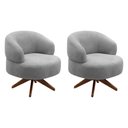 Ver imagem 1 de Kit 02 Poltronas Decorativas Orgânicas Living Have Base Giratória Bouclê Cinza - Desk Design