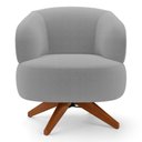 Ver imagem 2 de Kit 02 Poltronas Decorativas Orgânicas Living Have Base Giratória Bouclê Cinza - Desk Design