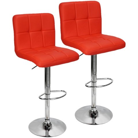 Kit 2 Banquetas Confort Gomos Estofada Giratória Vermelho