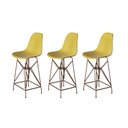 Ver imagem 1 de Kit 3 Banquetas Bistrô Alta Eames Amarela Base Ferro Cobre - Cor: Amarelo