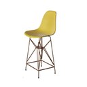 Ver imagem 3 de Kit 3 Banquetas Bistrô Alta Eames Amarela Base Ferro Cobre - Cor: Amarelo