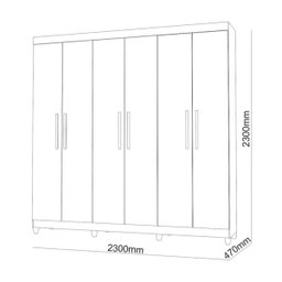 Guarda-roupa Casal 6 Portas Palmas Branco Canela Vila Rica - 4 Guarda-roupa Casal 6 Portas Palmas Branco Canela Vila Rica - 4