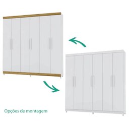 Guarda-roupa Casal 6 Portas Palmas Branco Canela Vila Rica - 5 Guarda-roupa Casal 6 Portas Palmas Branco Canela Vila Rica - 5