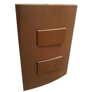 Conjunto 4x2 Linha Marrom Sleek Alto Brilho Margirius 4x2" 1 Interruptor Simples + 1 Interruptor Par