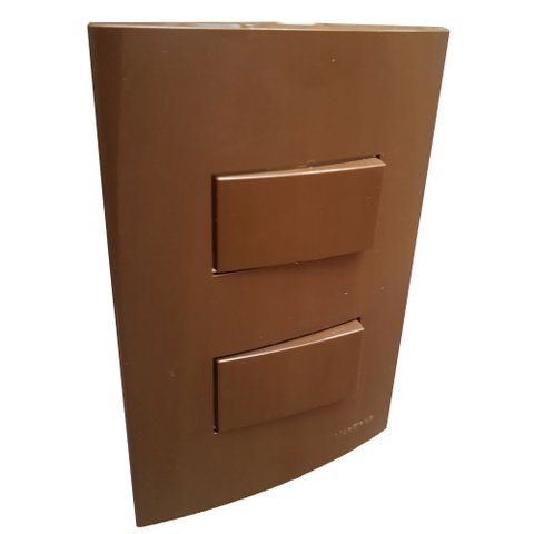 Conjunto 4x2 Linha Marrom Sleek Alto Brilho Margirius 4x2" 1 Interruptor Simples + 1 Interruptor Par