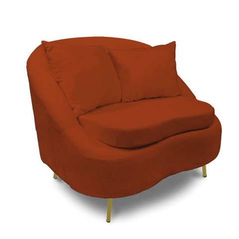 Poltrona Decorativa Orgânica Pé Ferro Dou Zaya Bouclê Terra C05 - D'Rossi