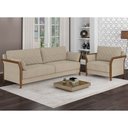 Ver imagem 2 de Poltrona Decorativa 95cm Akita Linho Rústico Bege - Sallar Home