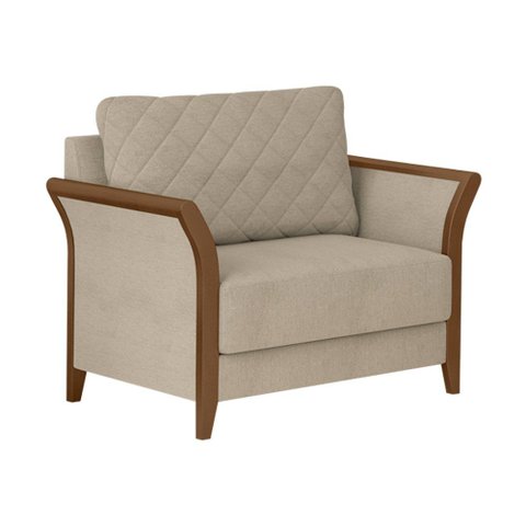 Poltrona Decorativa 95cm Akita Linho Rústico Bege - Sallar Home