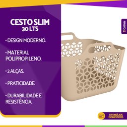 Cesto Bacia Roupa Multiuso Com Alça Organizador Flexível 30L:Capuccino - 8