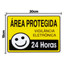 Combo 6 Placas De Sinalização Área Protegida Vigilância Eletrônica 24 Horas 20x15 Acesso - S-224 F9e - 2