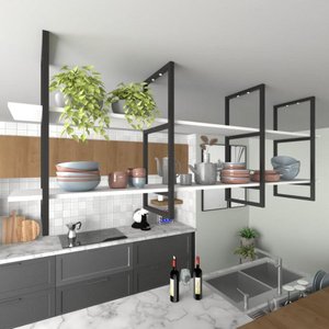 Prateleira Industrial Suspensa Teto Cozinha pratileira prateleira mdf nicho industrial nichos para